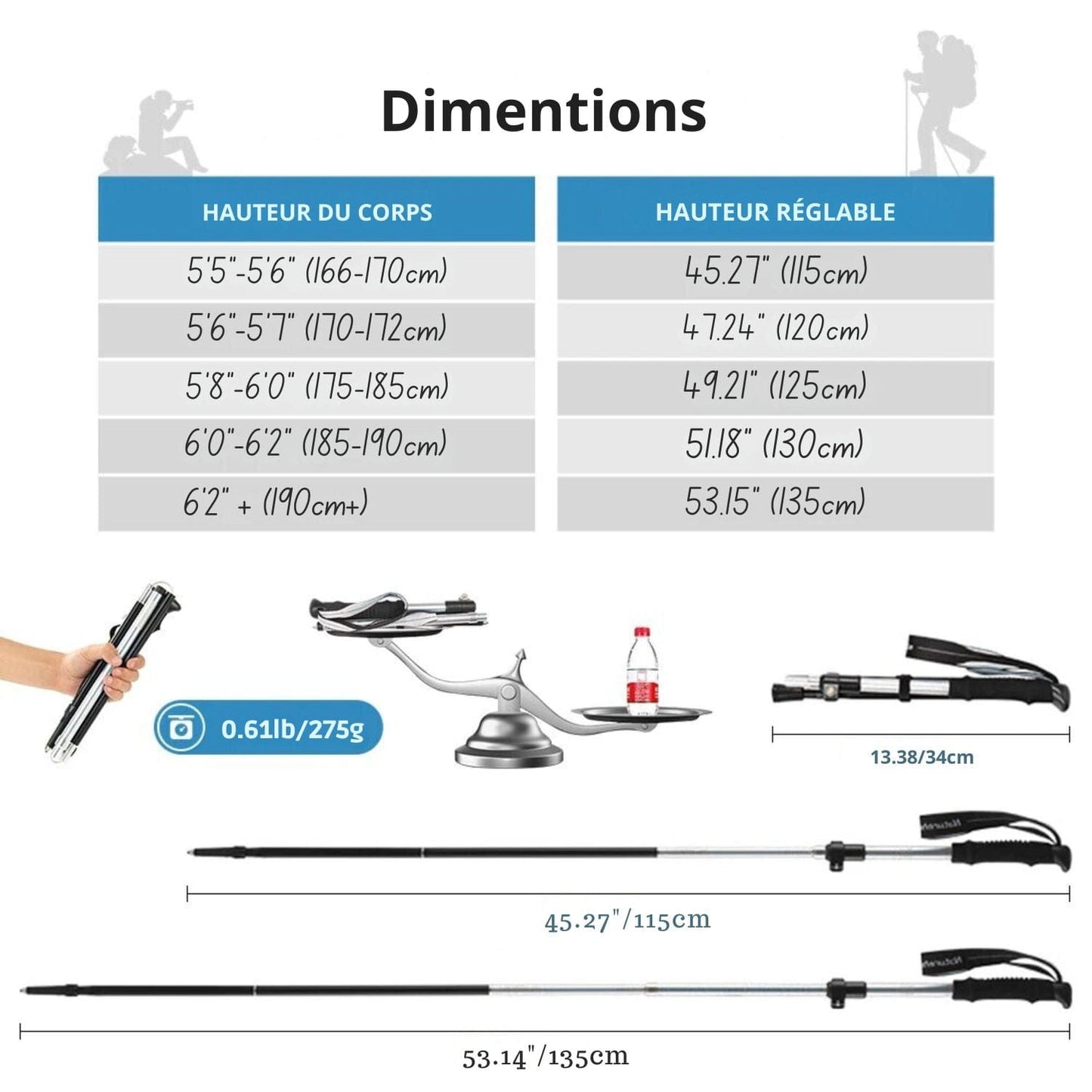 baton trekking Argent