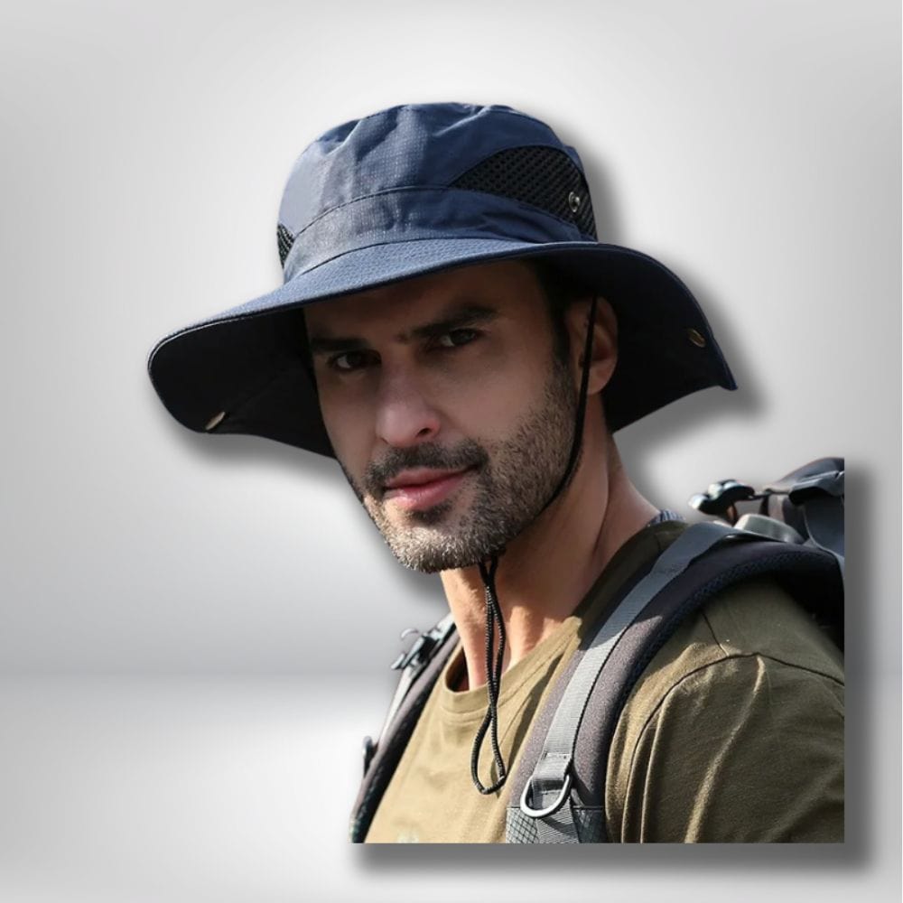 chapeau de randonnée anti-uv bleu