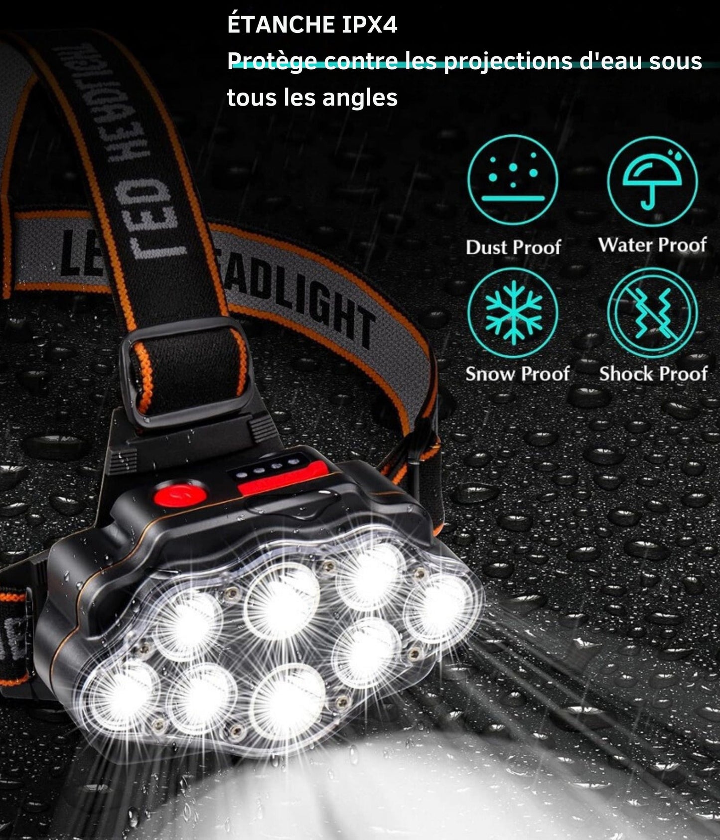 lampe frontale randonnée Noir