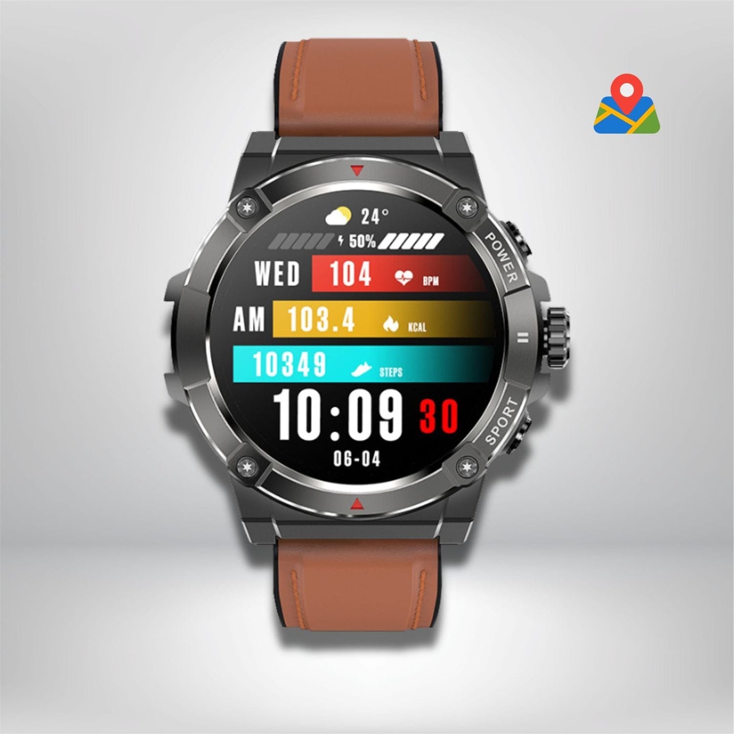 montre gps avec cartographie Marron cuir