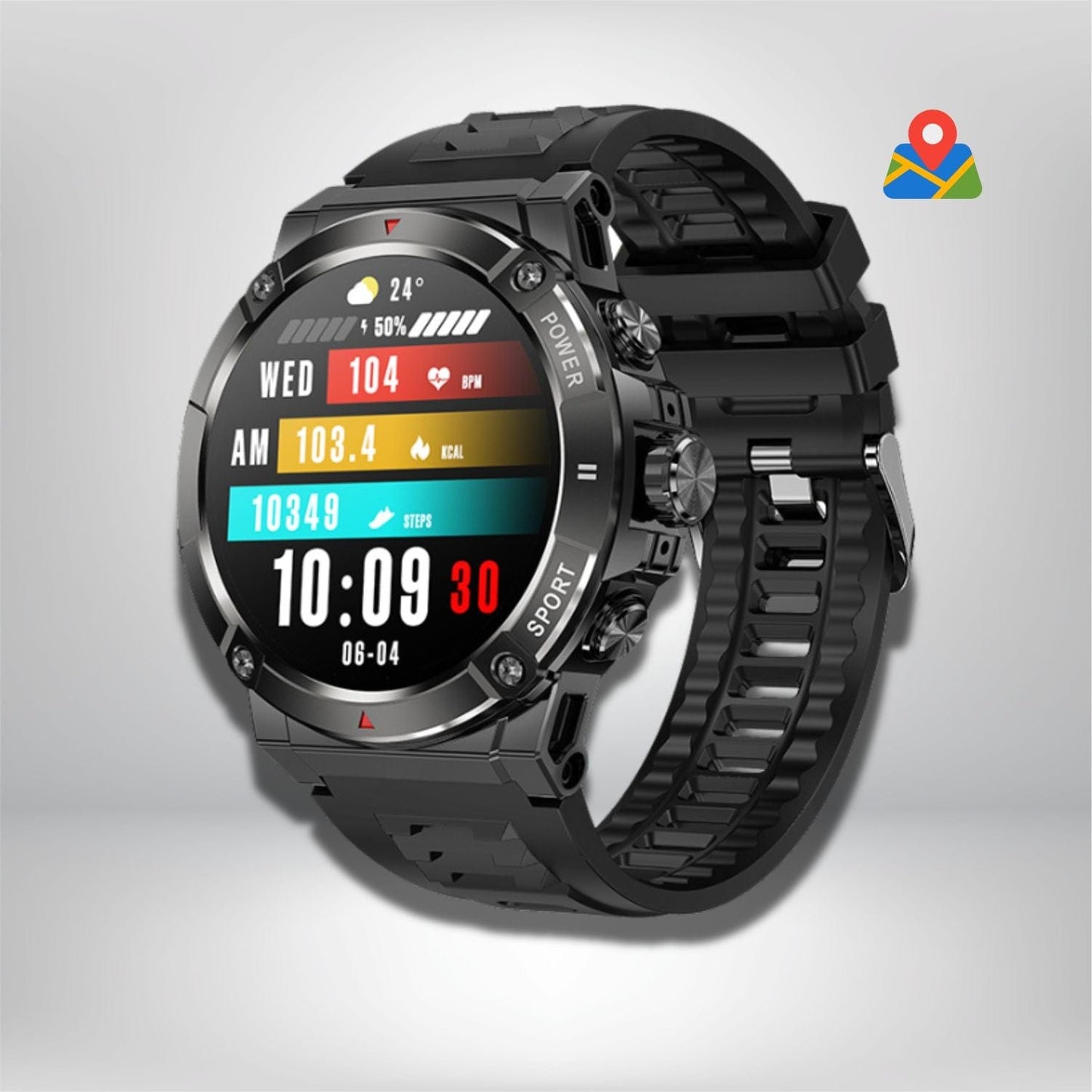 montre gps avec cartographie Silicone NOIR