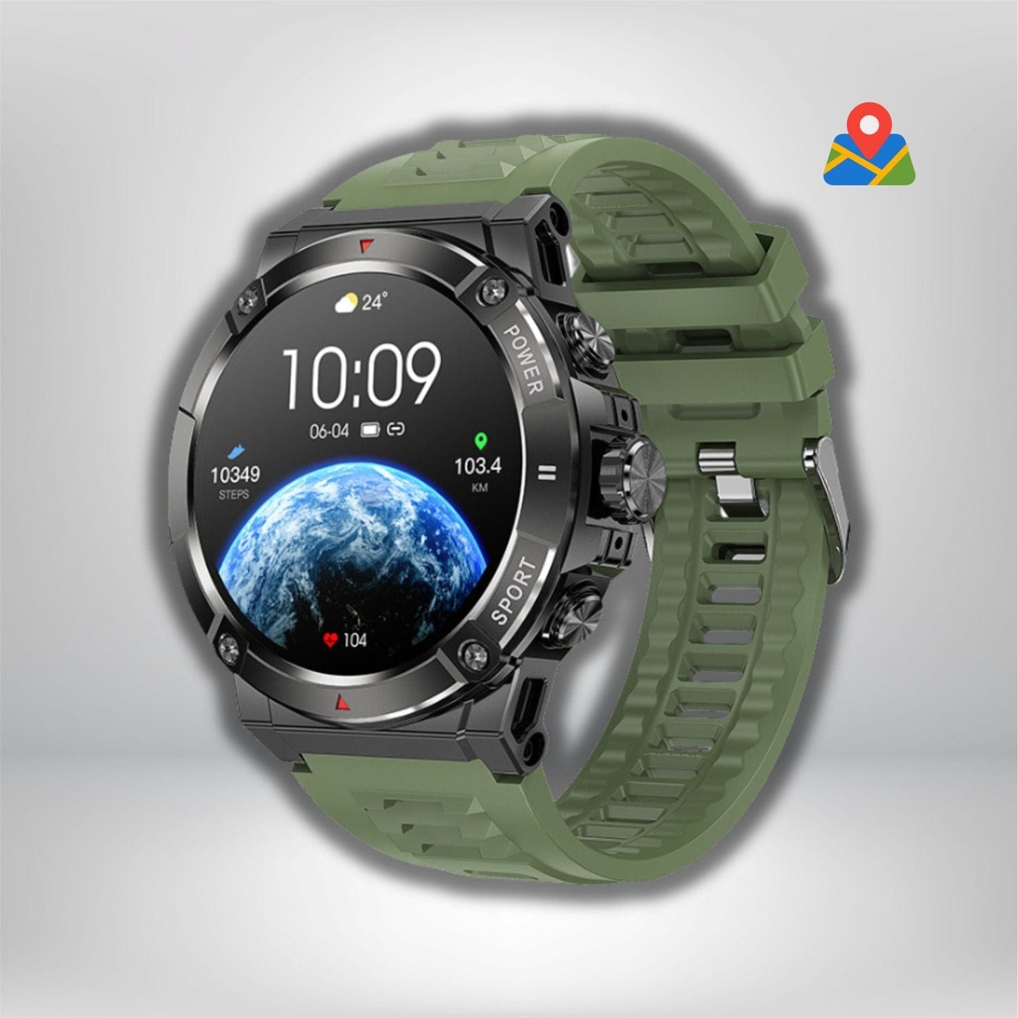 montre gps avec cartographie Silicone Vert