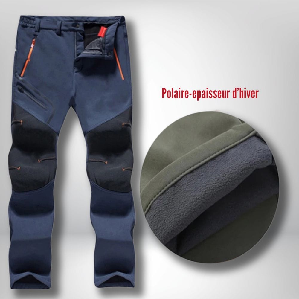 Pantalon alpinisme | HikingHavens® Bleu épais- POLAIRE POUR HIVER / L 45-55kg