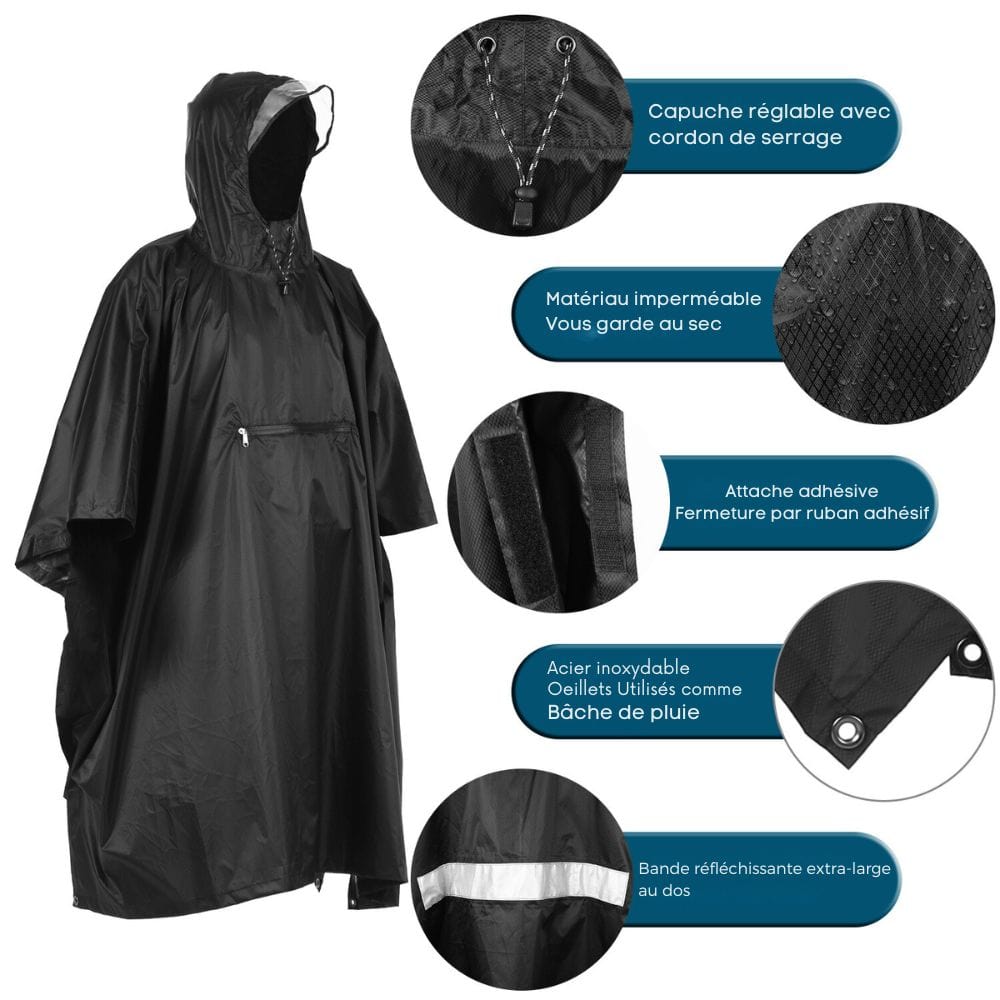 Poncho randonnée NOIR / unique