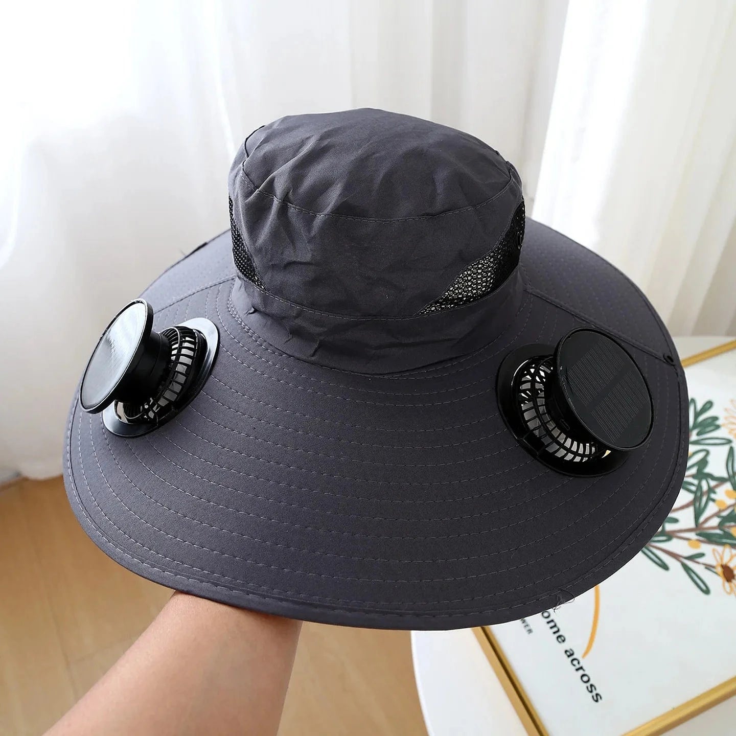 Summer for Outdoor Camping Fishing Hiking Cap Sunscreen Fisherman Hat SolarFan Cap Portable Solar Charging Cap with Fan Suitable blue2 / 60cm