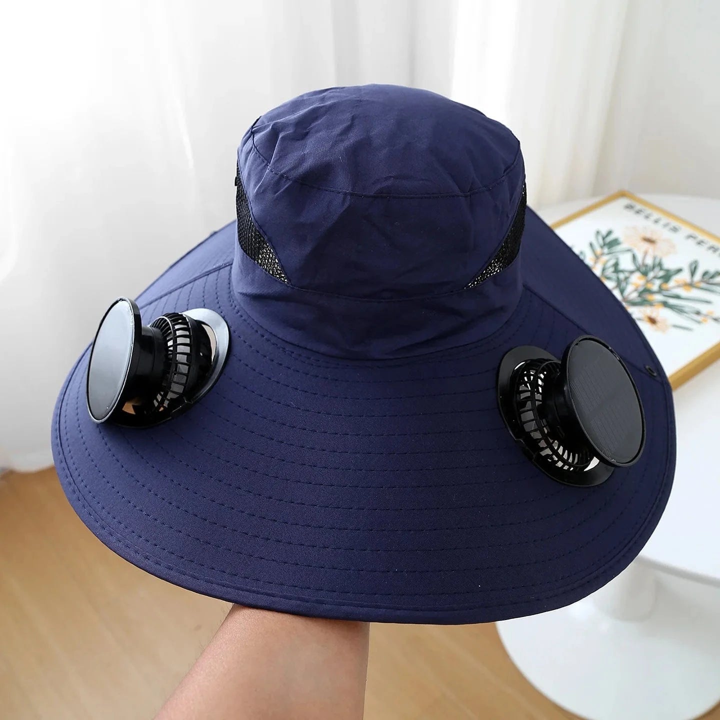 Summer for Outdoor Camping Fishing Hiking Cap Sunscreen Fisherman Hat SolarFan Cap Portable Solar Charging Cap with Fan Suitable blue3 / 60cm