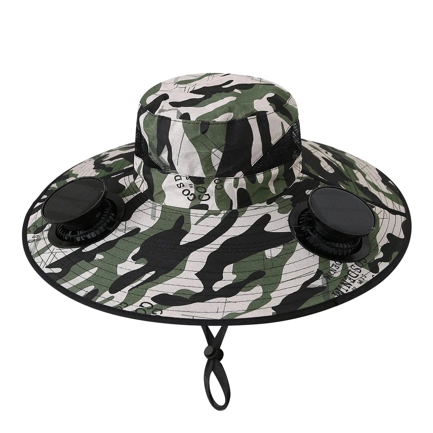 Summer for Outdoor Camping Fishing Hiking Cap Sunscreen Fisherman Hat SolarFan Cap Portable Solar Charging Cap with Fan Suitable Camouflage2 / 60cm