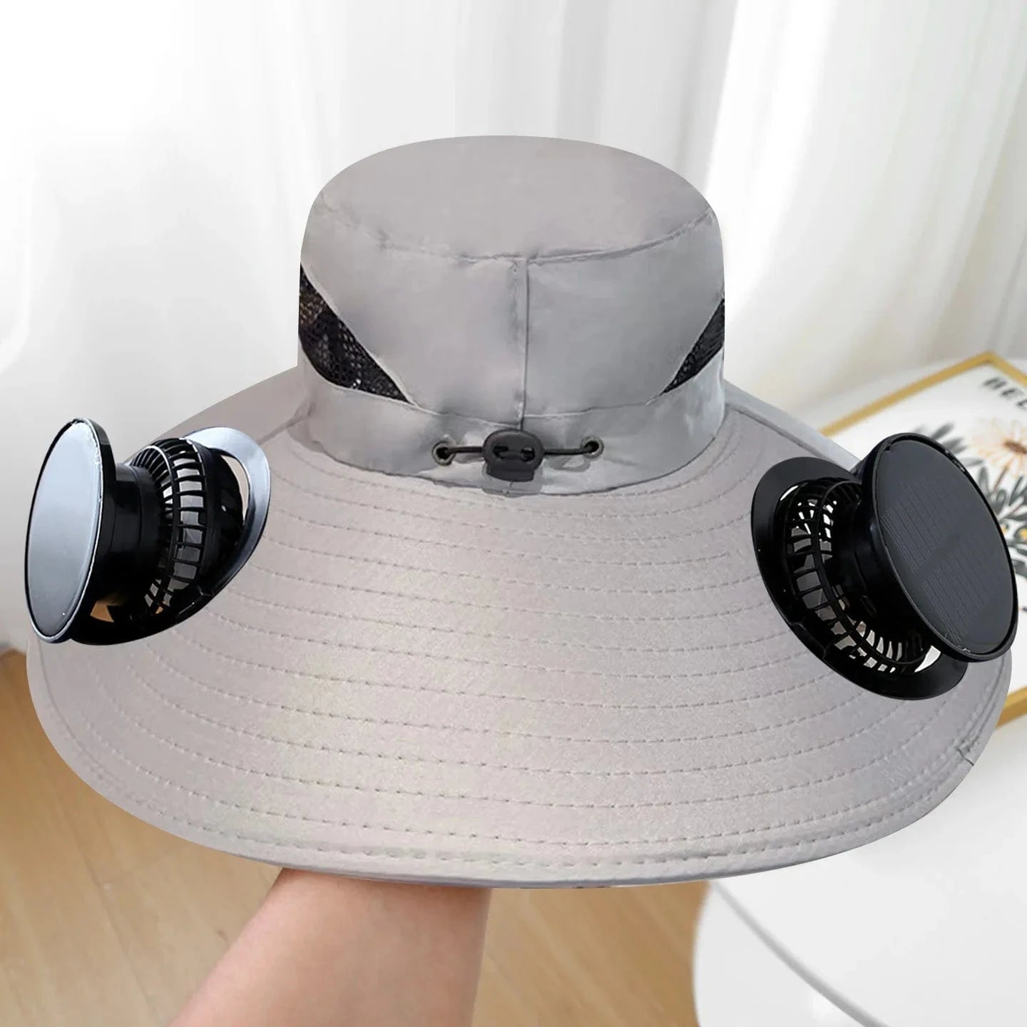 Summer for Outdoor Camping Fishing Hiking Cap Sunscreen Fisherman Hat SolarFan Cap Portable Solar Charging Cap with Fan Suitable Dark grey / 60cm