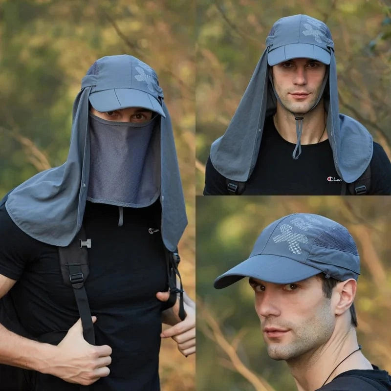 Summer UV Protection Baseball Cap Men Women Removable Hat Protect Cover Face Neck Quick Drying Adjustable Breathable Fishing Hat