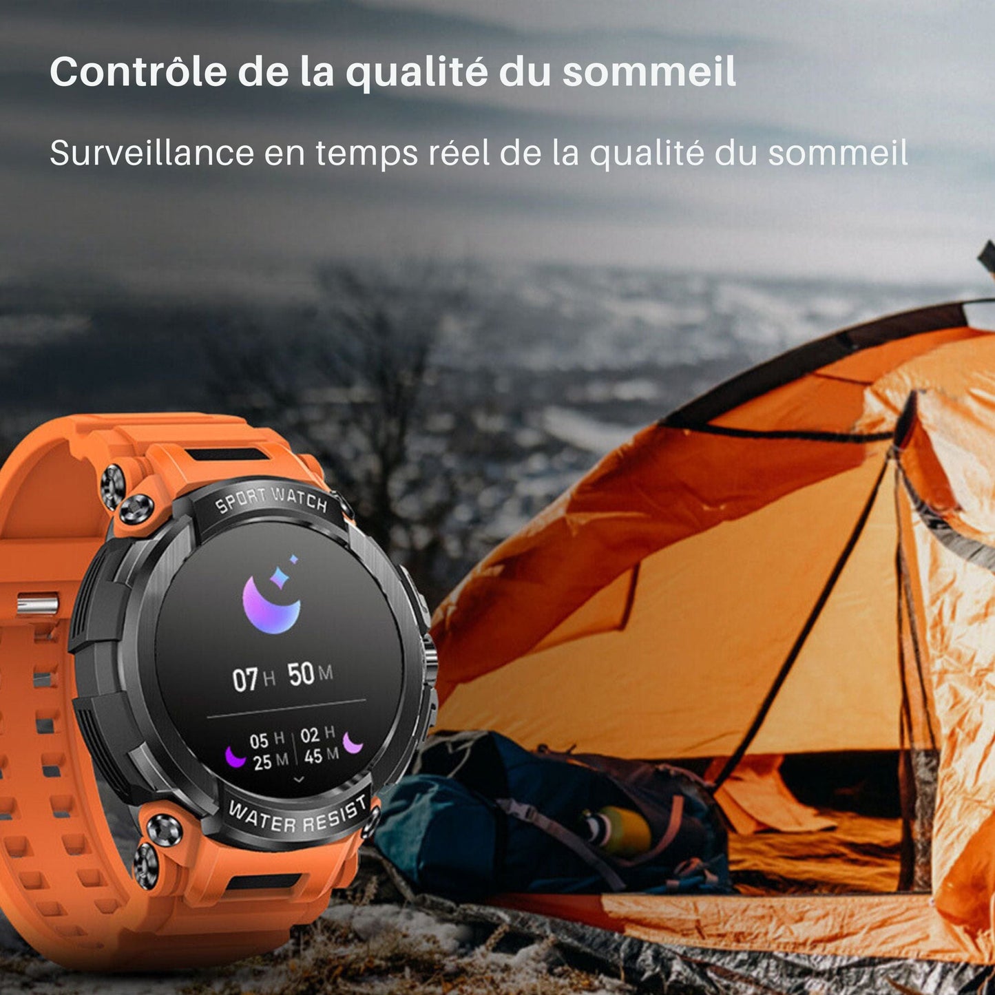 Montre connectée de randonnée, haute autonomie, GPS précis, Étanchéité IP68