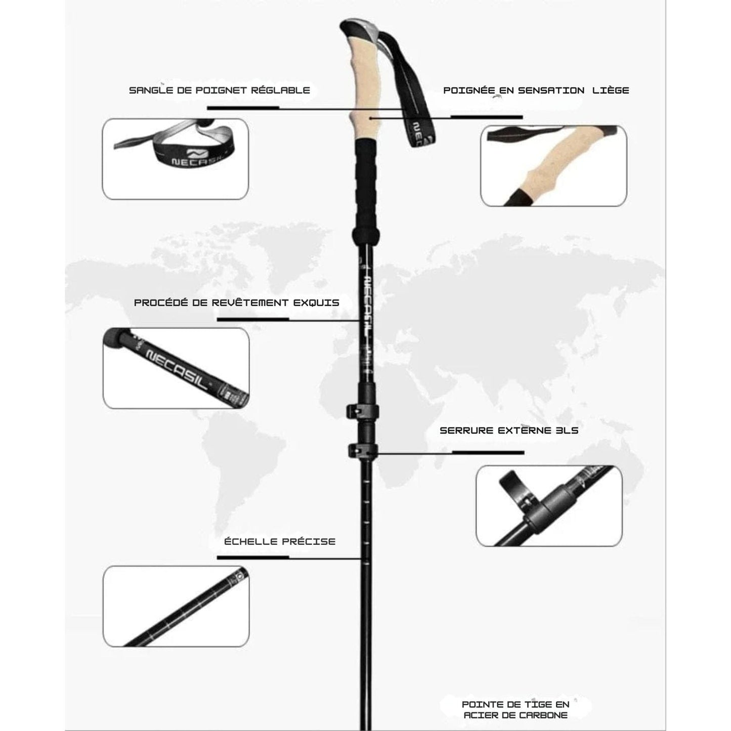 bâton de randonnée télescopique