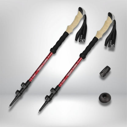bâton de randonnée télescopique 2PCS Rouge