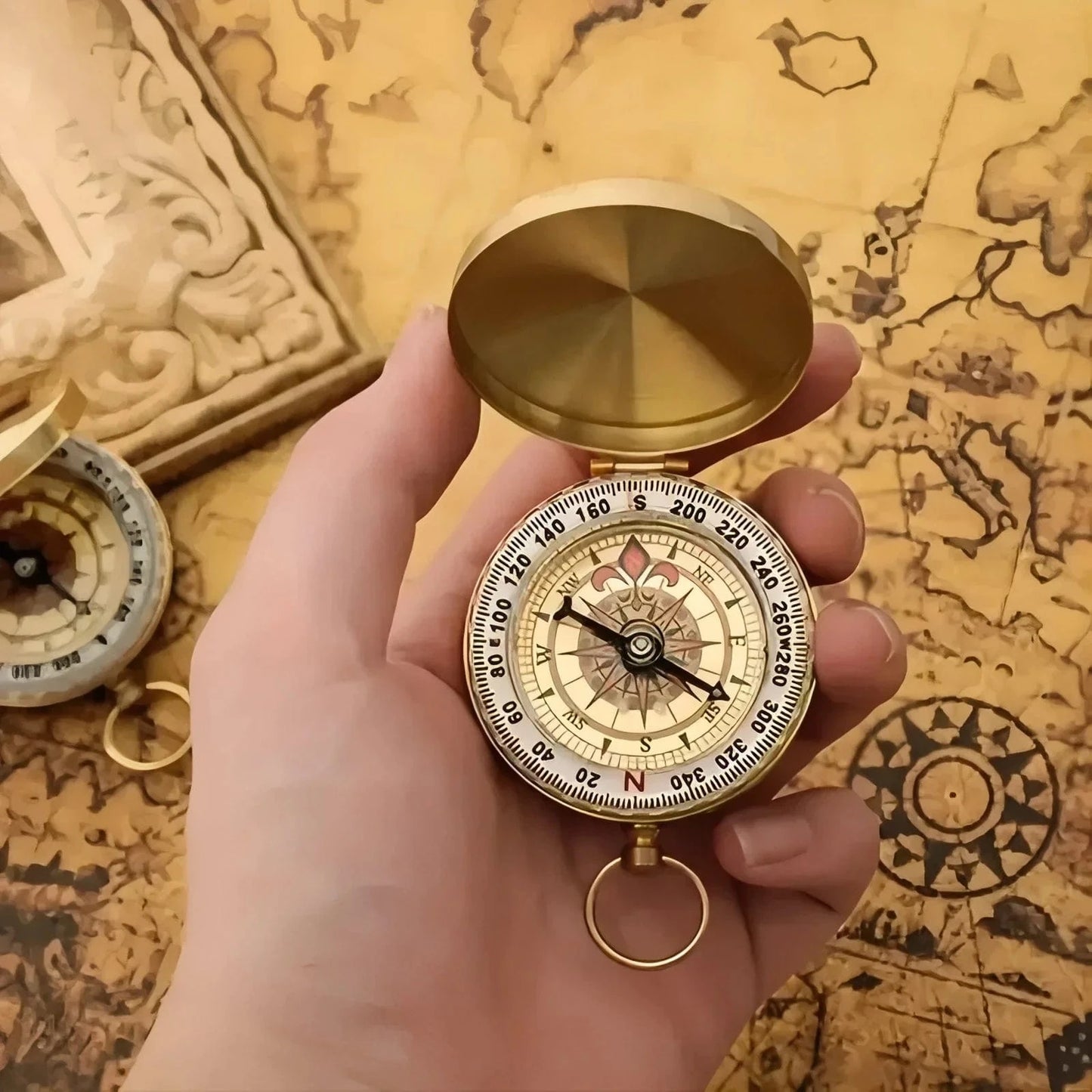 boussole pour randonnée Doré