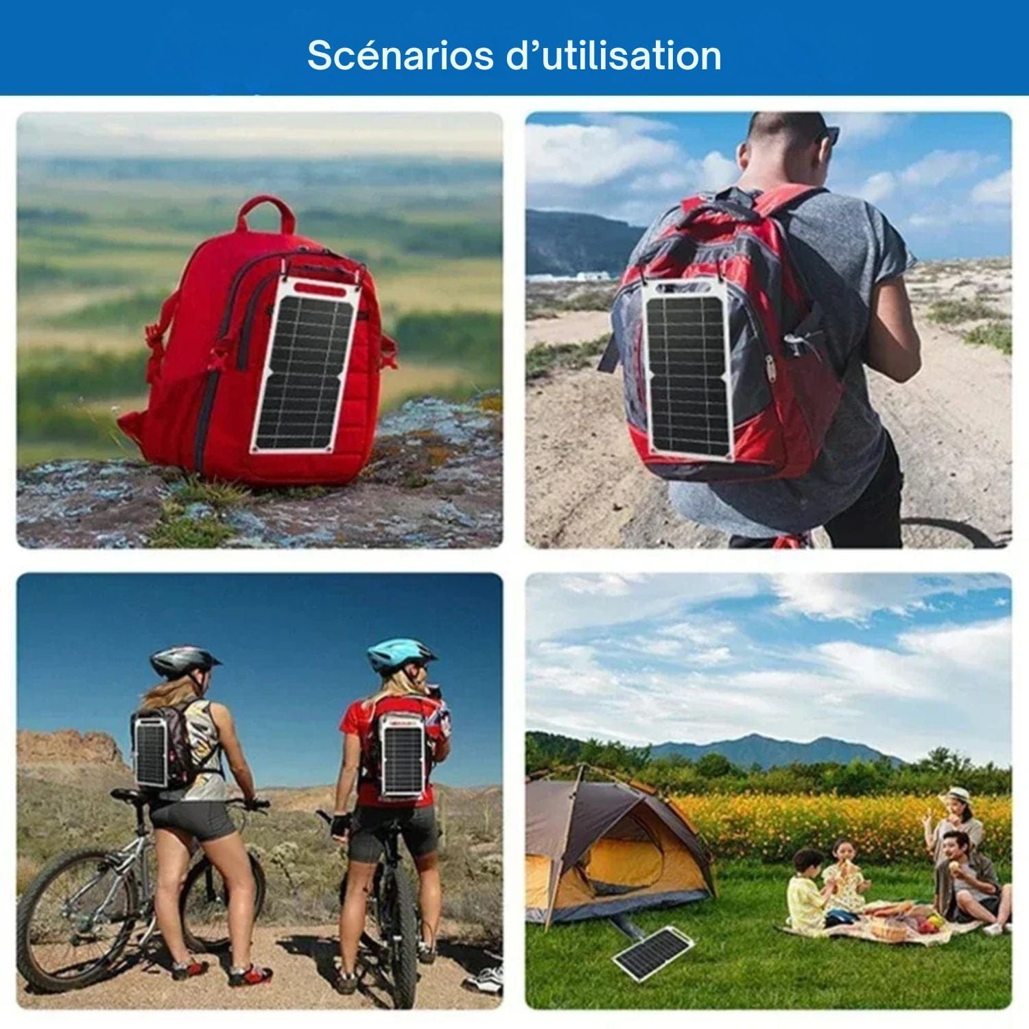 Chargeur solaire portable randonnée 35W
