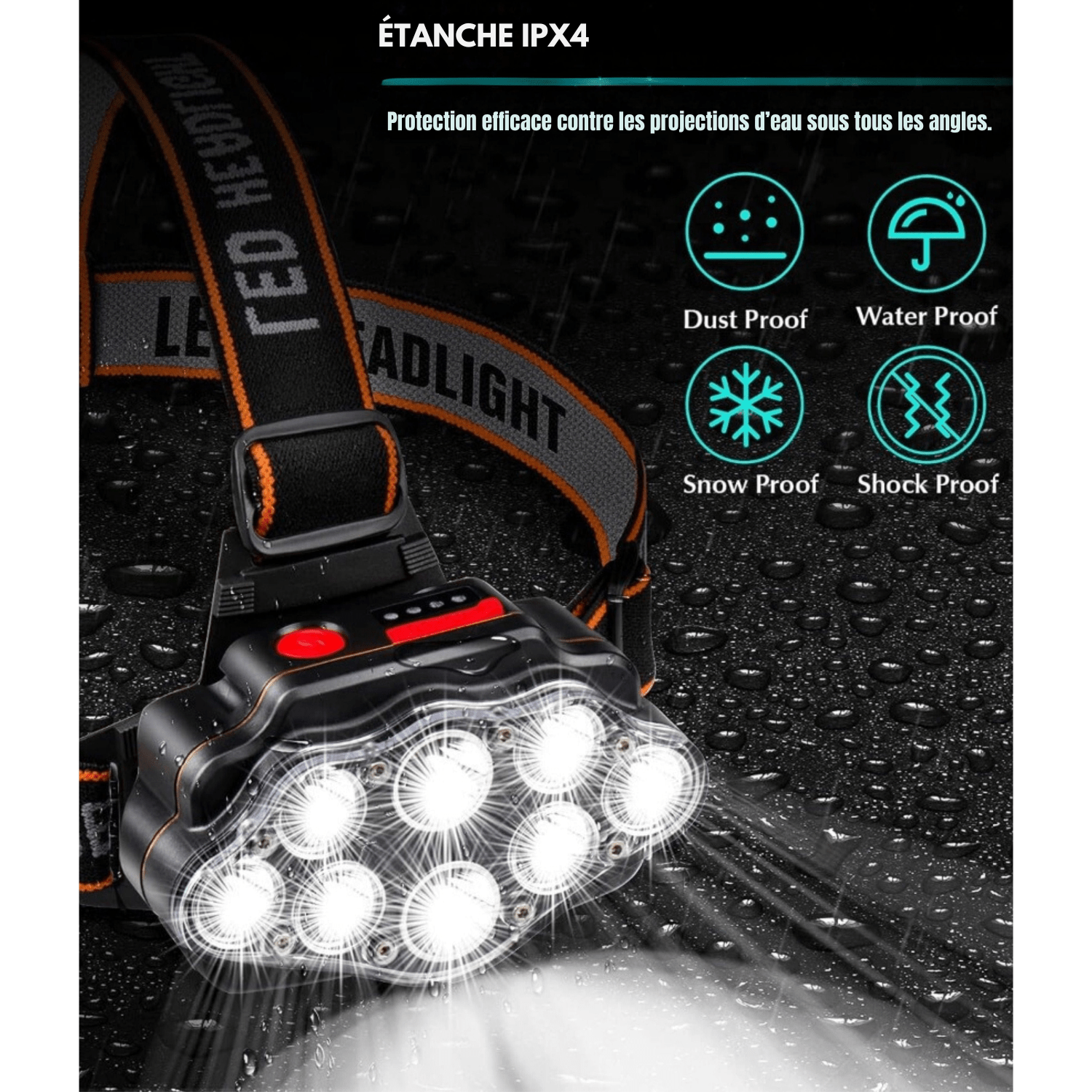 lampe frontale randonnée Noir