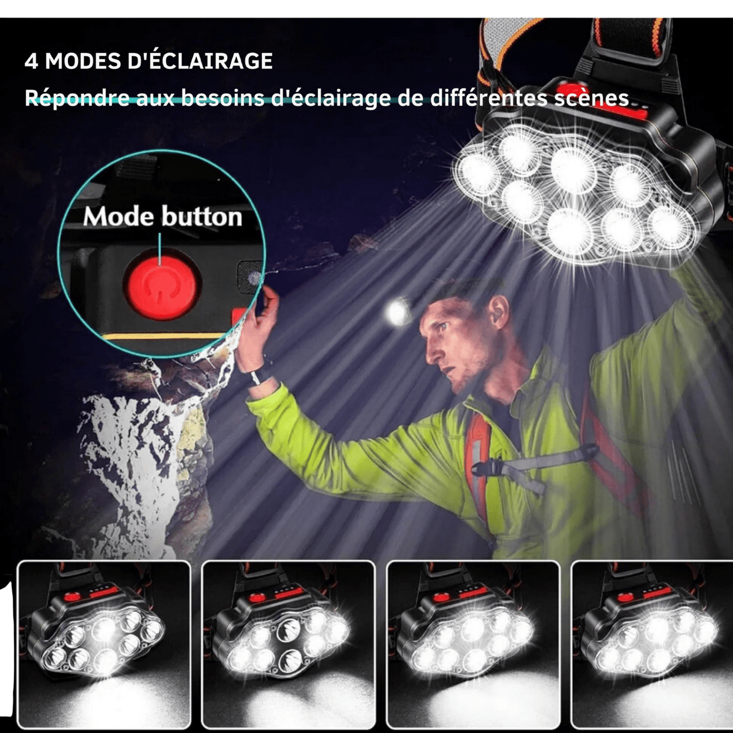 lampe frontale randonnée Noir