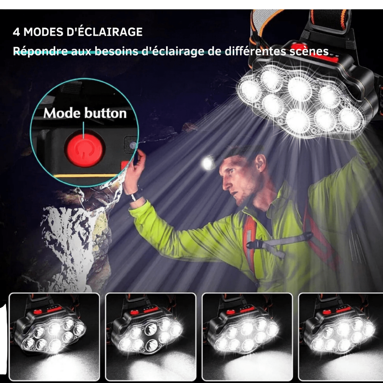 lampe frontale randonnée Noir