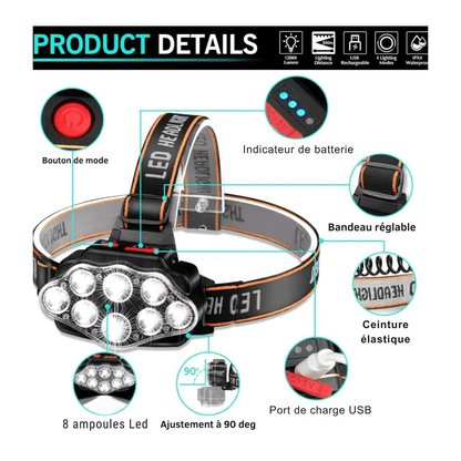 lampe frontale randonnée Noir