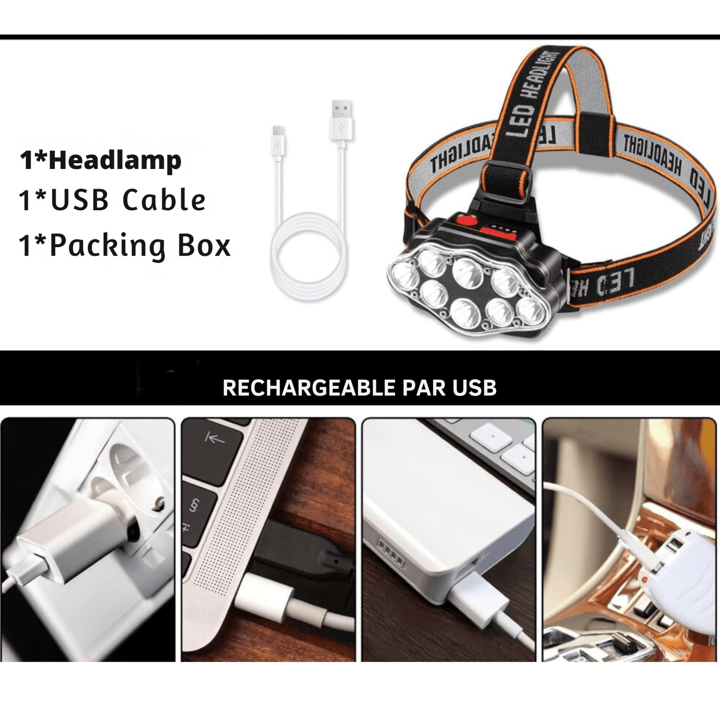 lampe frontale randonnée Noir