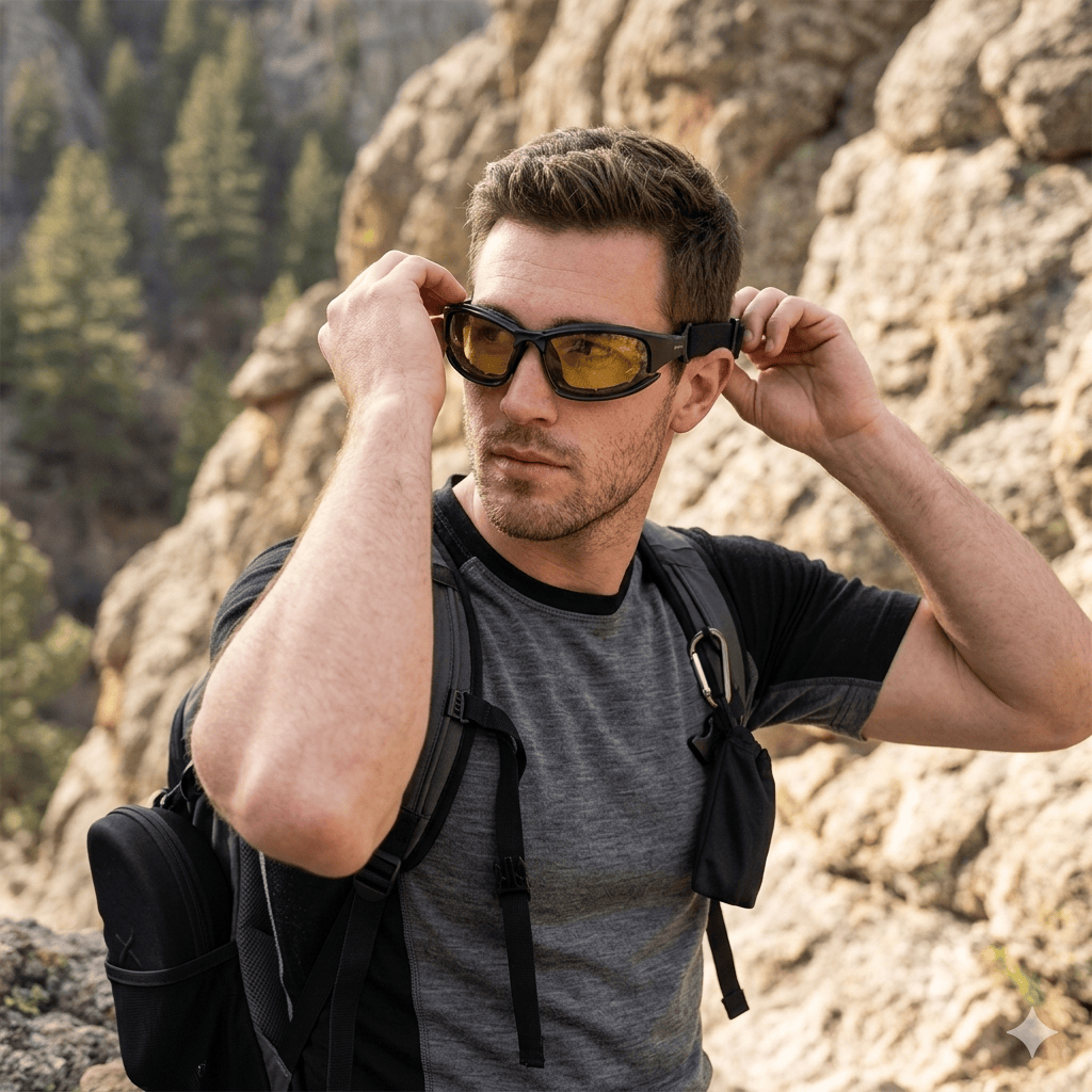 lunette de soleil homme de randonnée