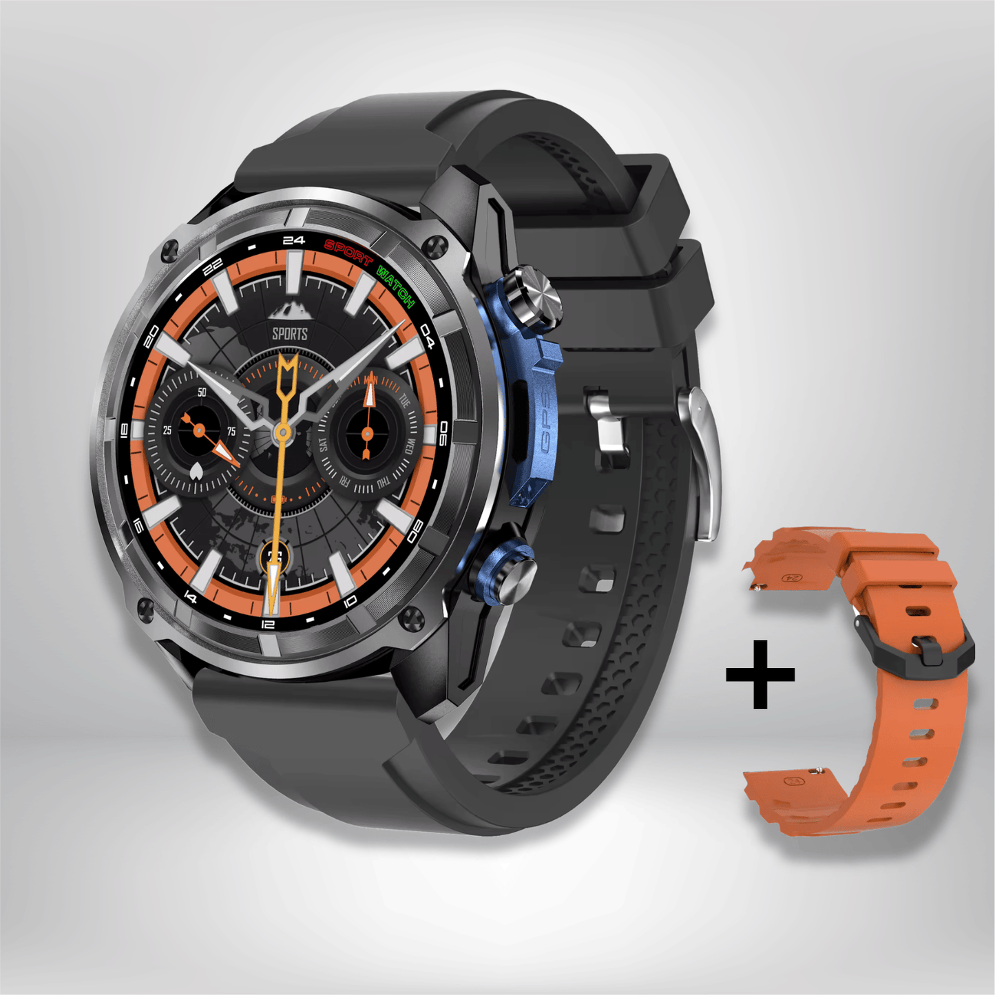 montre gps avec cartographie pas cher Bleu-Silicone