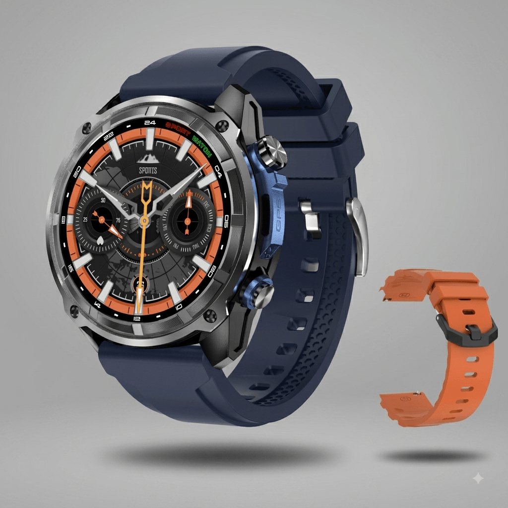 montre gps avec cartographie pas cher Bleu-Silicone