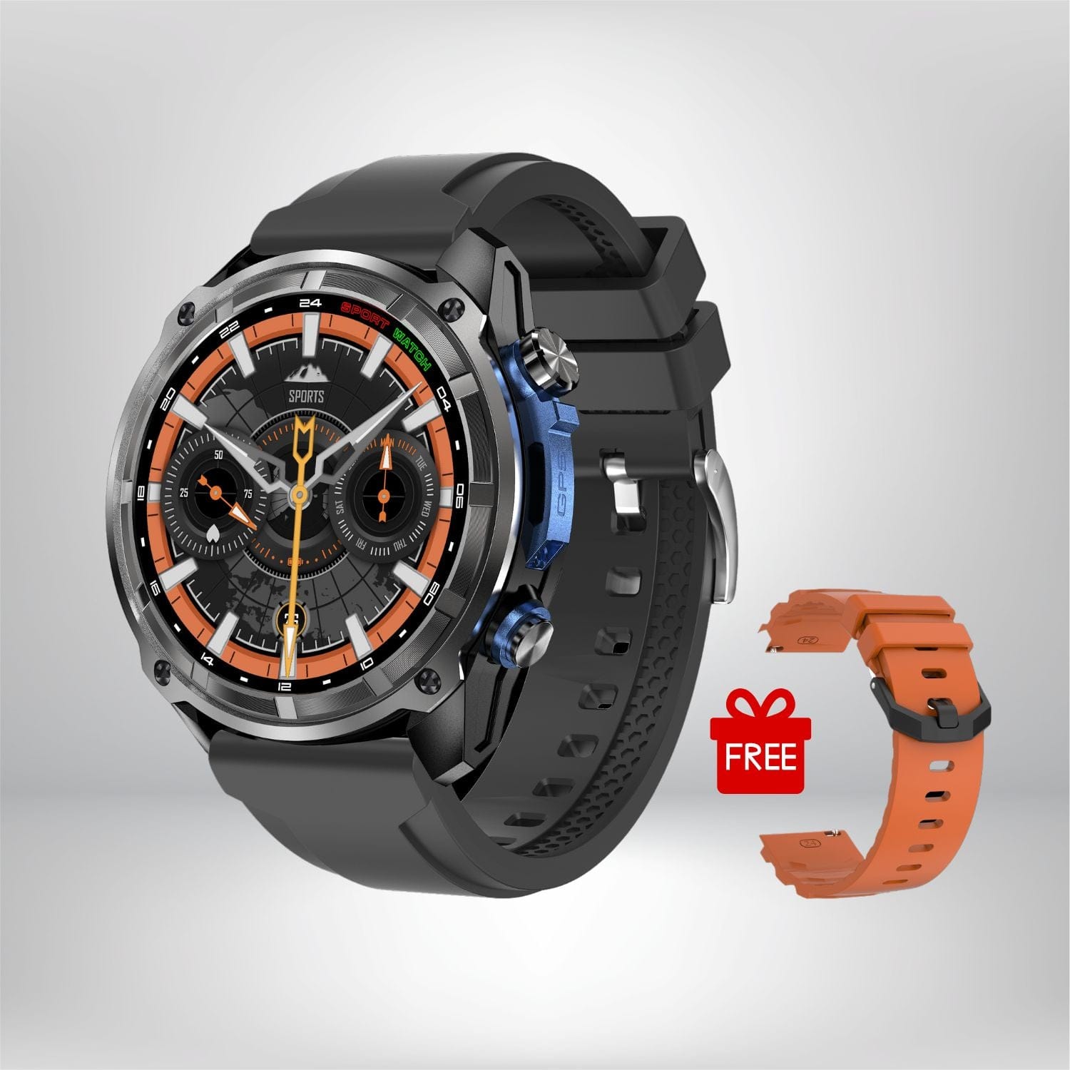 montre gps avec cartographie pas cher Noir-Silicone
