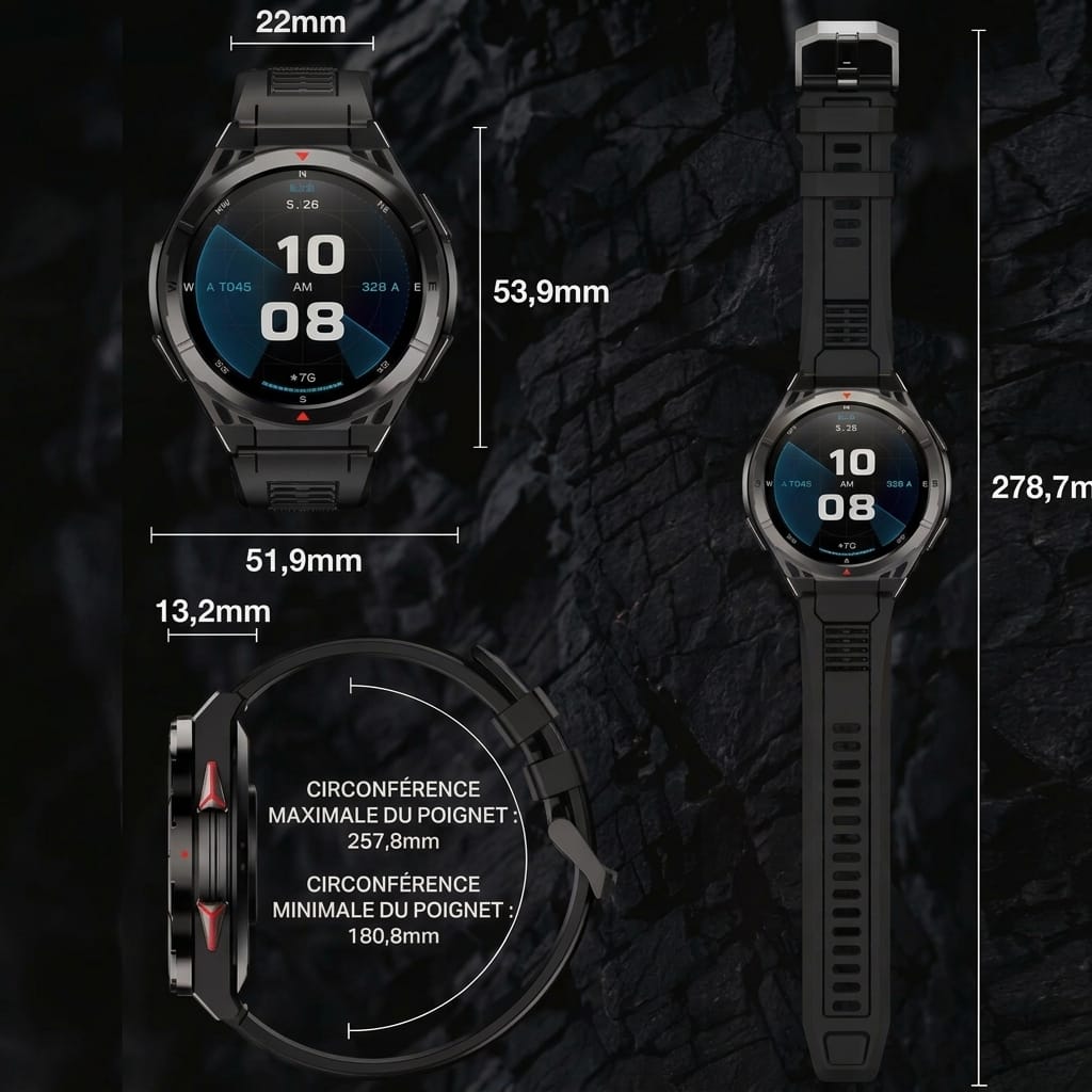 montre gps pour randonnée Silicone Noir