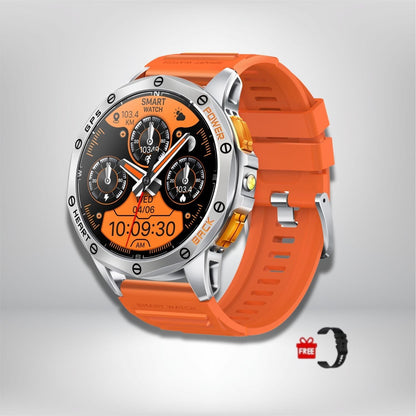 montre gps randonnée avec cartographie ARGENT-ORANGE SILICONE