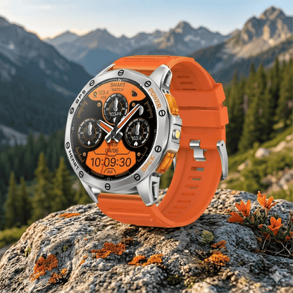 montre gps randonnée avec cartographie Argent-Orange Silicone