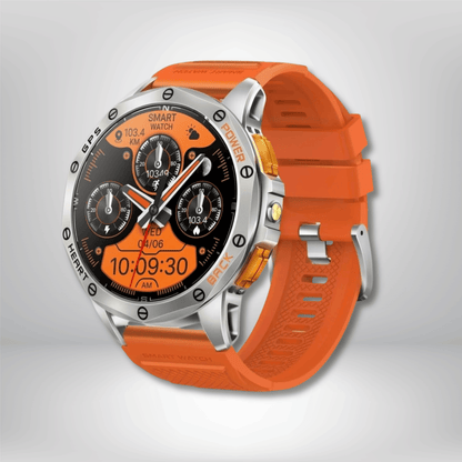 montre gps randonnée avec cartographie Argent-Orange Silicone