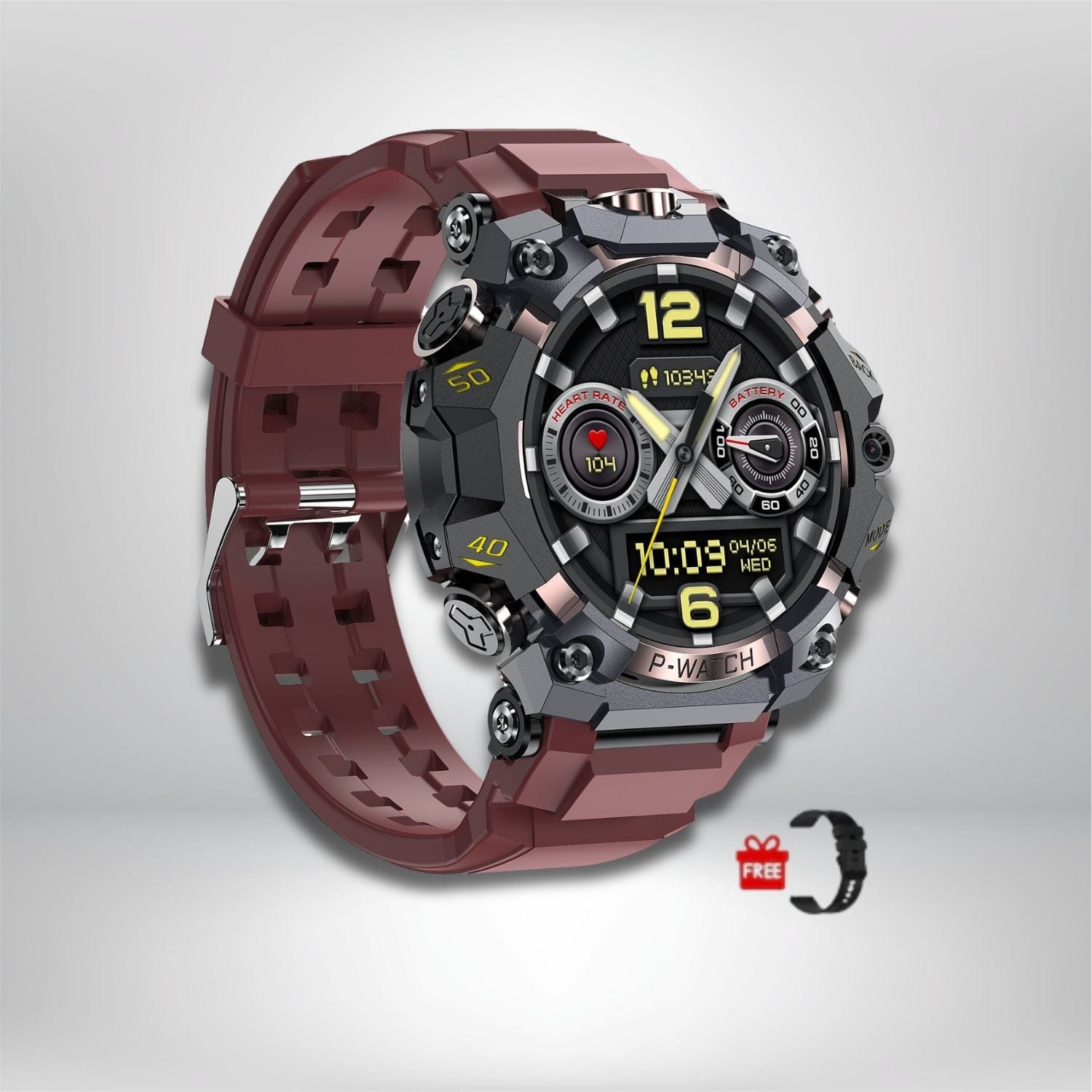 montre gps randonnée avec cartographie-ROUGE Silicone-1