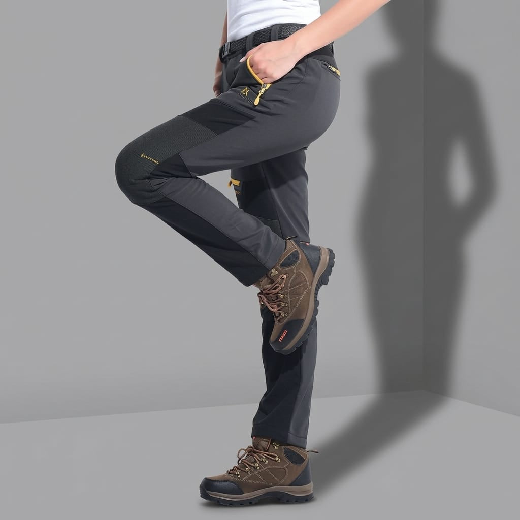 Pantalon Randonnée Chaud Polaire Femme Gris / S