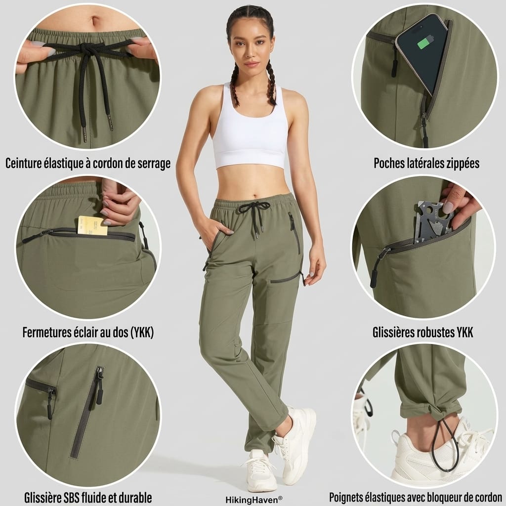 Pantalon randonnée imperméable respirant femme