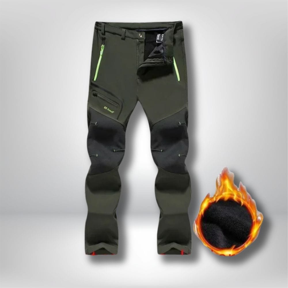 Pantalon ski | Softshell homme Vert avec polaire / Euro S