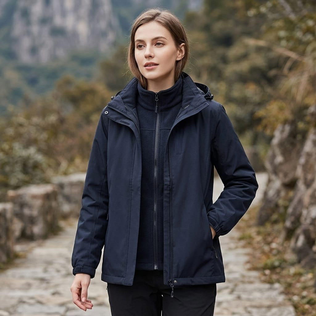 parka femme 3 en 1 Bleu Foncé / M