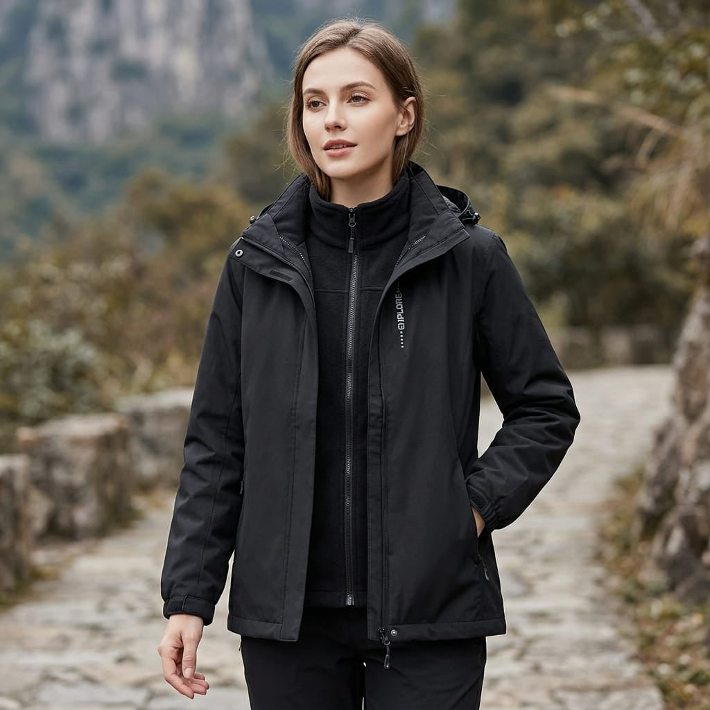 parka femme 3 en 1 Noir / M