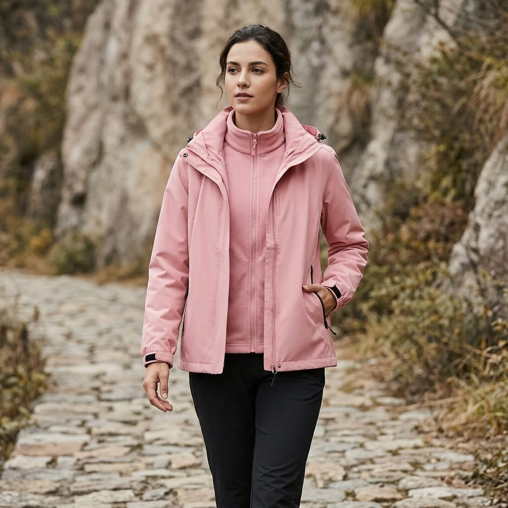 parka femme 3 en 1 Rose / M