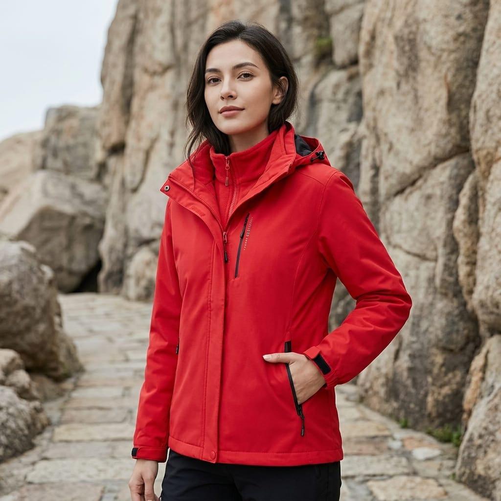 parka femme 3 en 1 Rouge / M