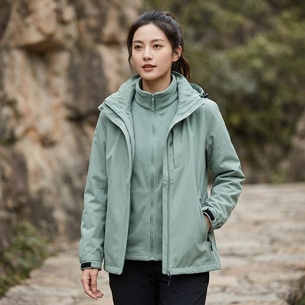 parka femme 3 en 1 Vert / M