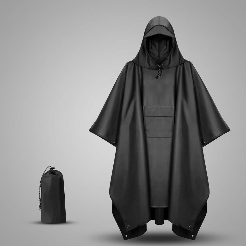 poncho pluie randonnée NOIR / Unique