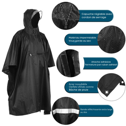 Poncho randonnée NOIR / unique