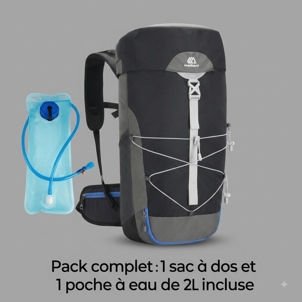Sac à dos alpinisme, randonnée, 40L <b> "AlpXplore-40" Noir + poche 2L