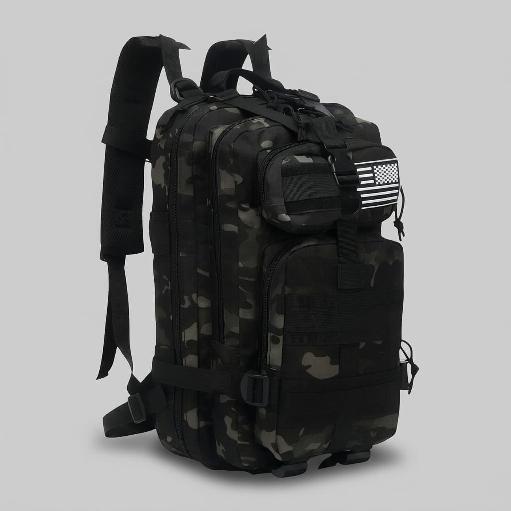 Sac À Dos Militaire Imperméable 30L/50L Noir Camouflage-(30L)