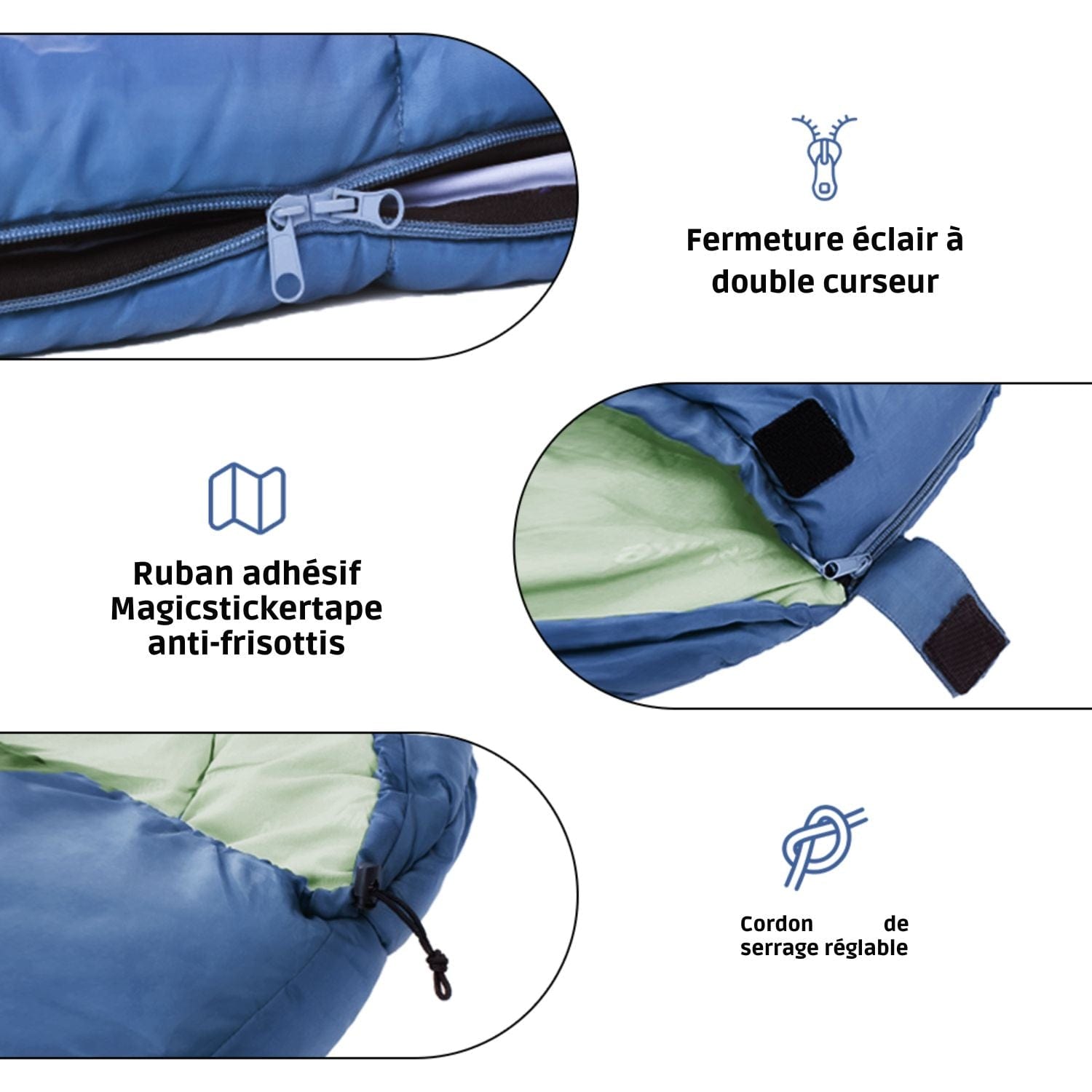 Sac de couchage 4 saisons | HikingHavens® Bleu