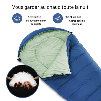 Sac de couchage 4 saisons | HikingHavens® Bleu