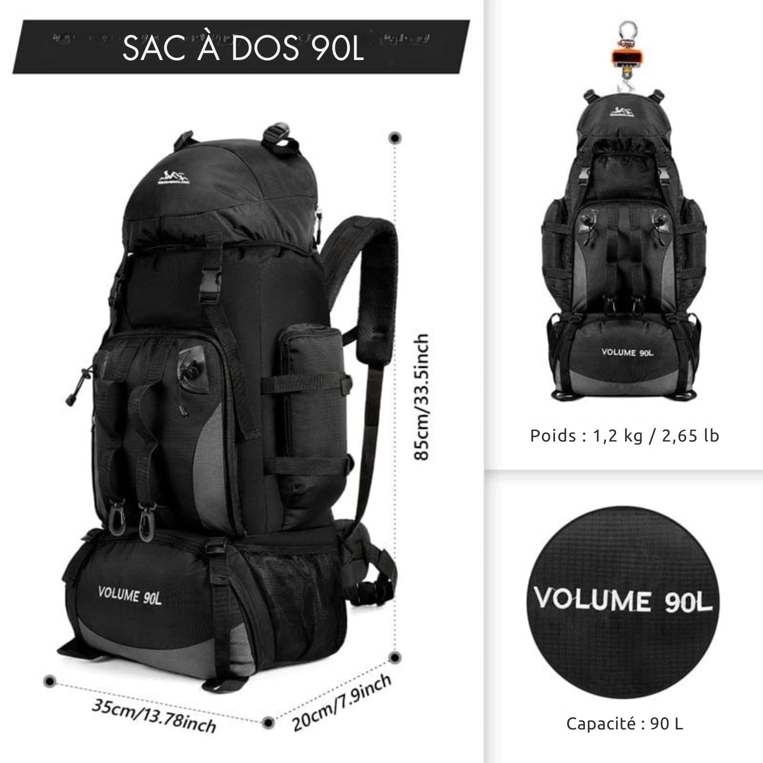 Sac randonnée 90l