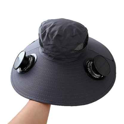 Summer for Outdoor Camping Fishing Hiking Cap Sunscreen Fisherman Hat SolarFan Cap Portable Solar Charging Cap with Fan Suitable blue / 60cm