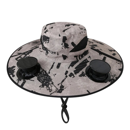 Summer for Outdoor Camping Fishing Hiking Cap Sunscreen Fisherman Hat SolarFan Cap Portable Solar Charging Cap with Fan Suitable Camouflage3 / 60cm