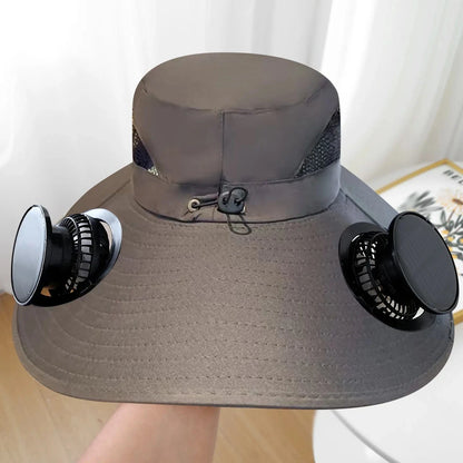 Summer for Outdoor Camping Fishing Hiking Cap Sunscreen Fisherman Hat SolarFan Cap Portable Solar Charging Cap with Fan Suitable Dark green / 60cm